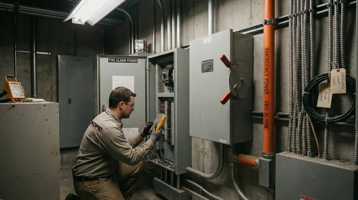 Backup battery and charger setup for commercial fire alarm system