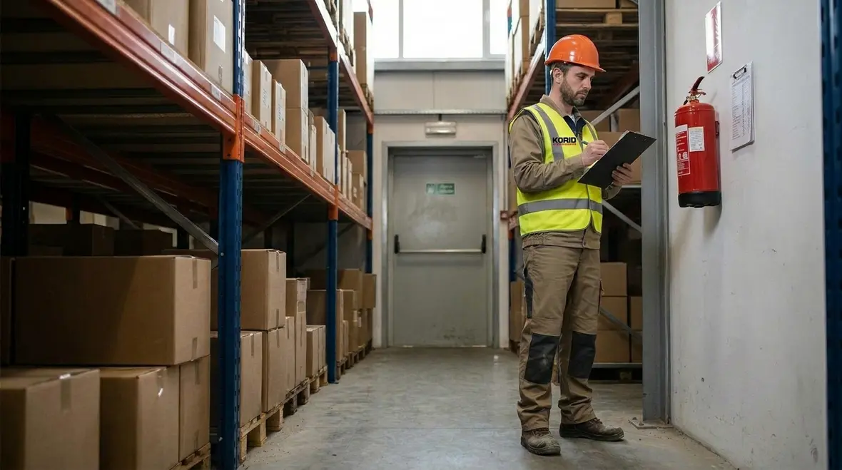 Fire extinguisher placement site walk hazards mapping