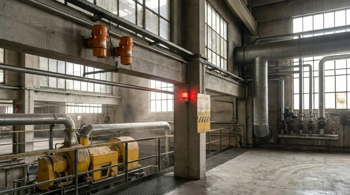 Technicians performing fire protection system maintenance and testing