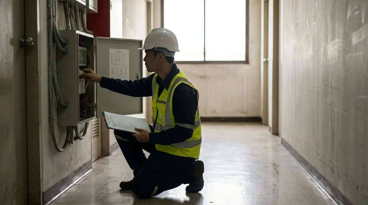 Fire protection system components in a high-occupancy commercial building