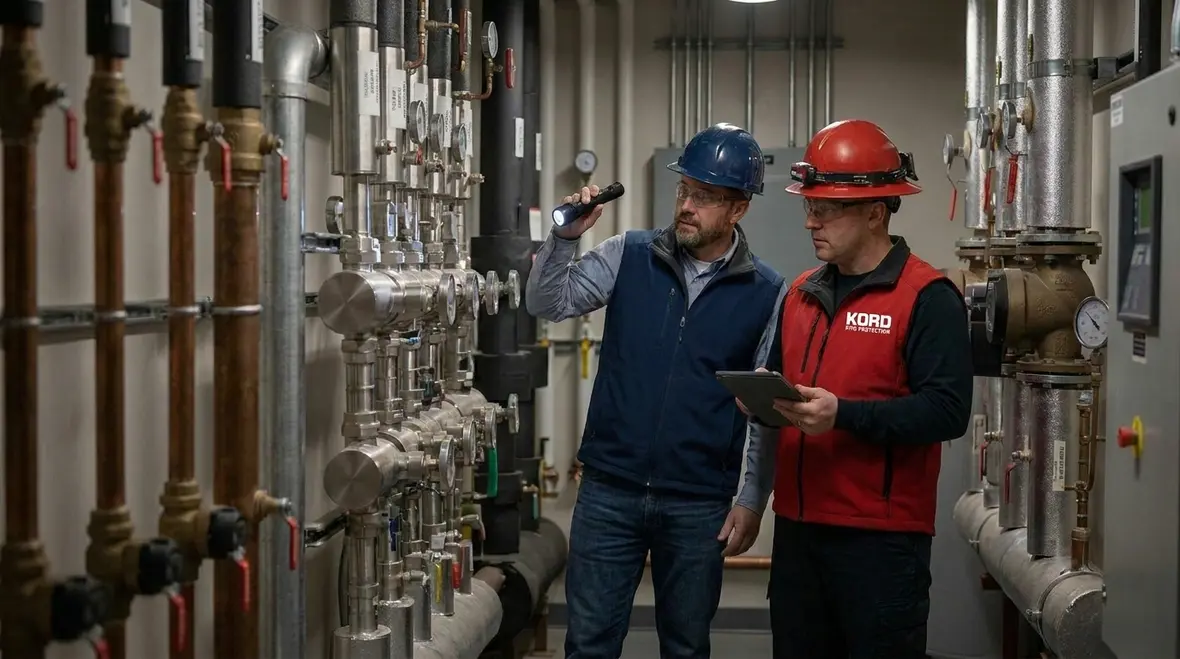 Fire valve and piping coordination for plumbing and fire protection systems integration