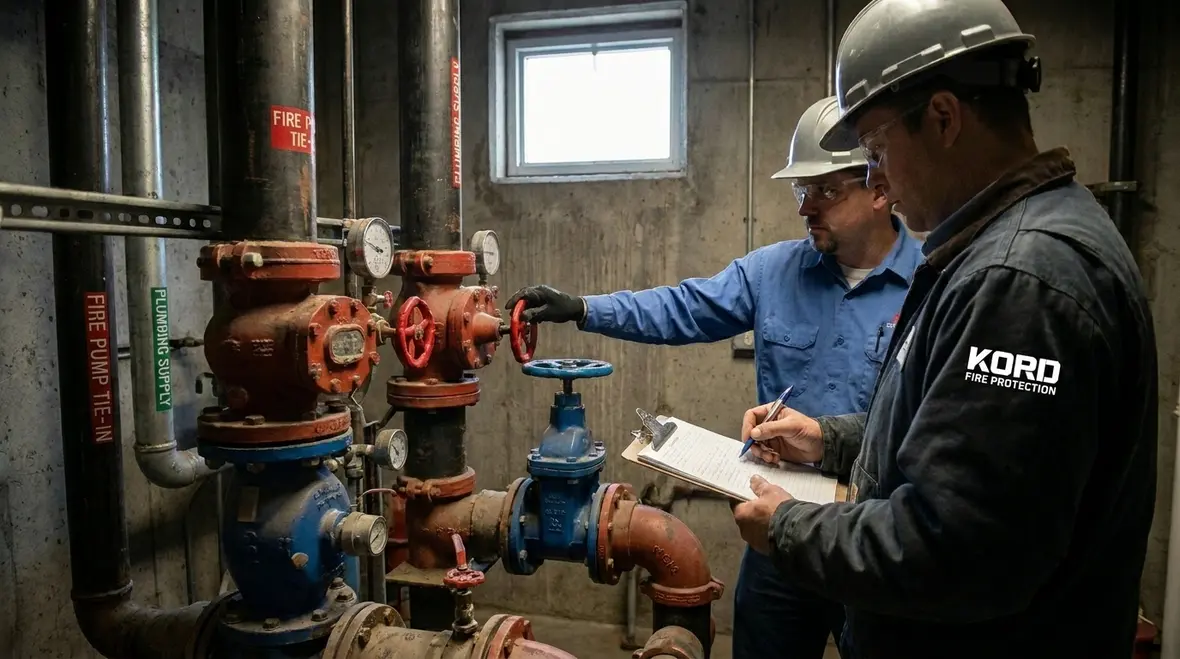 Fire protection components used in a coordinated plumbing and fire protection system