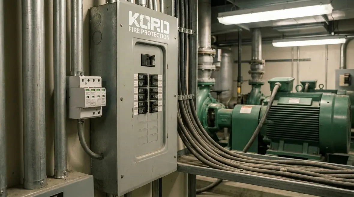 Fire pump controller surge protection equipment installed near electrical components