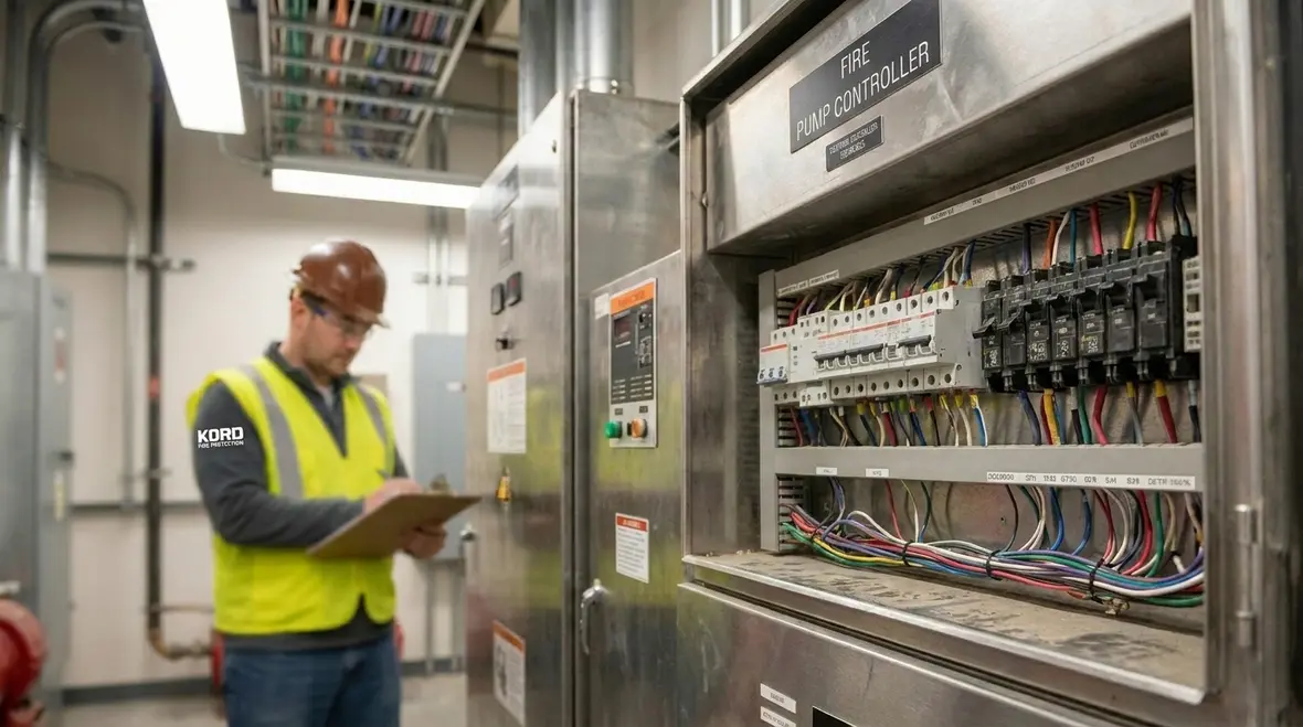 Fire pump controller interlocks control wiring