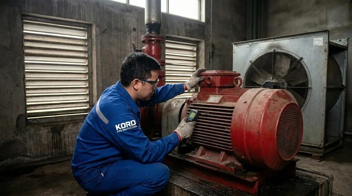 Industrial fire pump room ventilation and motor cooling inspection