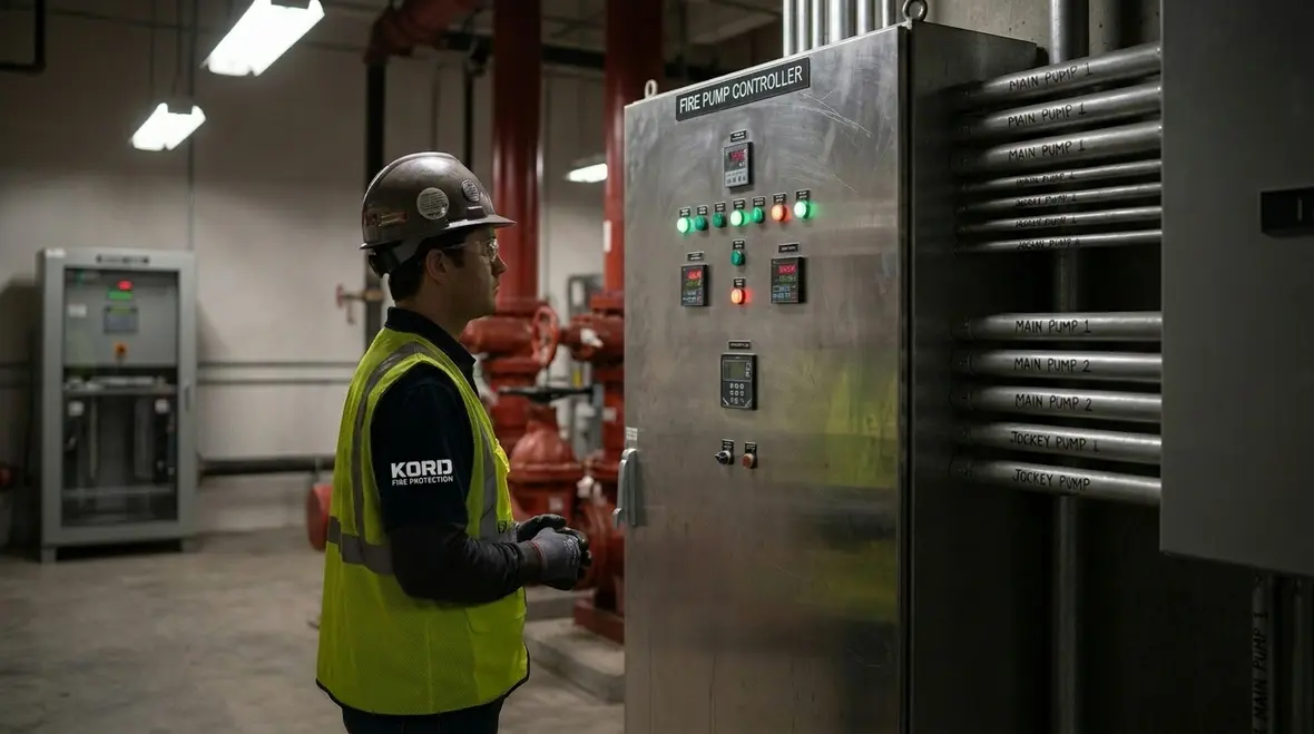 Commercial fire pump controller and power equipment for electrical reliability