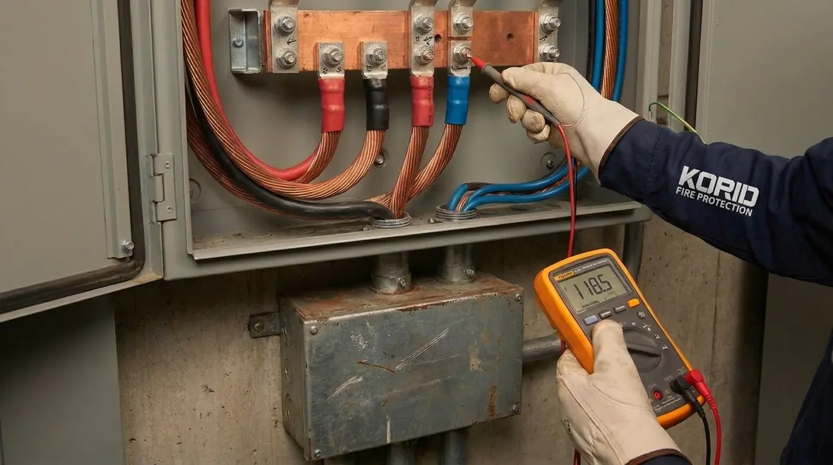 Fire pump electrical conductors and voltage drop planning in a commercial facility