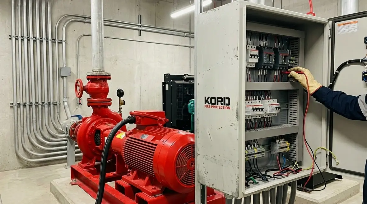 Fire pump power requirements for electrical reliability in a commercial fire pump room