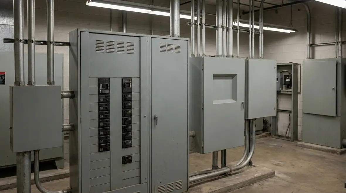 Commercial fire pump room power supply components