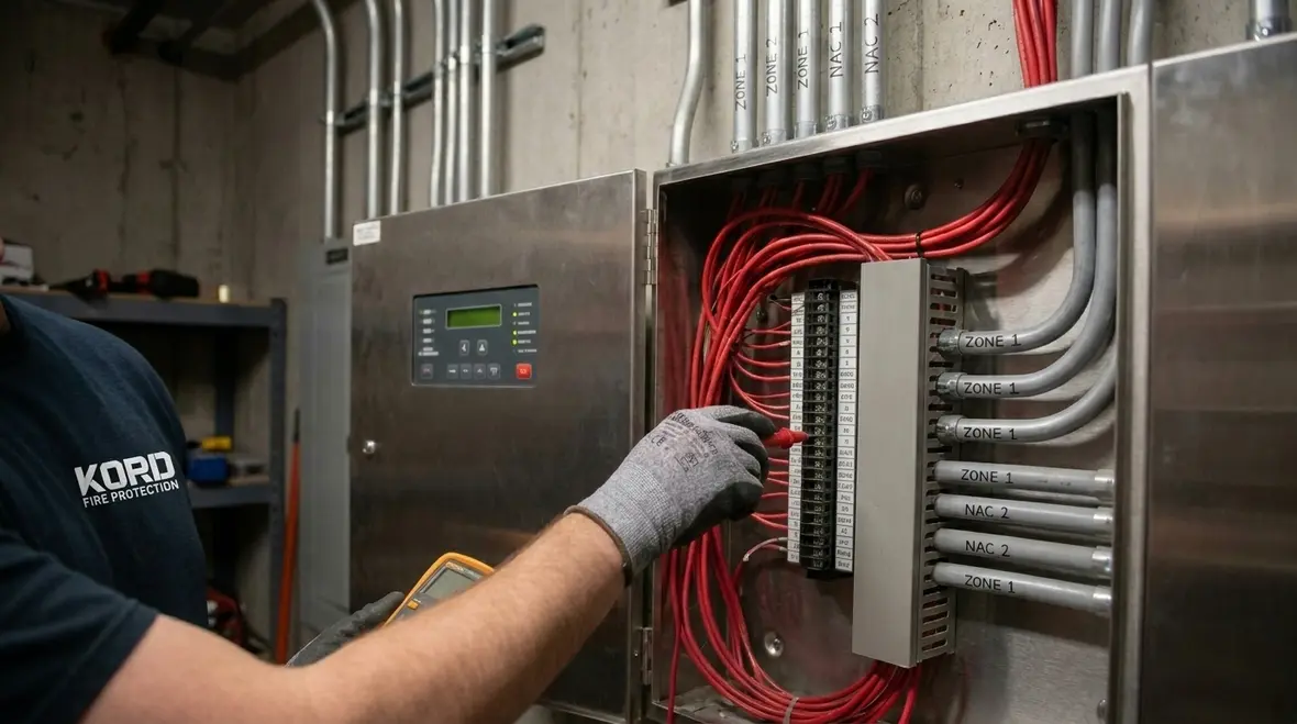 Fire suppression electrical interface pump and valve sequencing