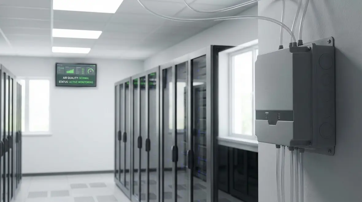 Compact server closet protected by clean agent suppression