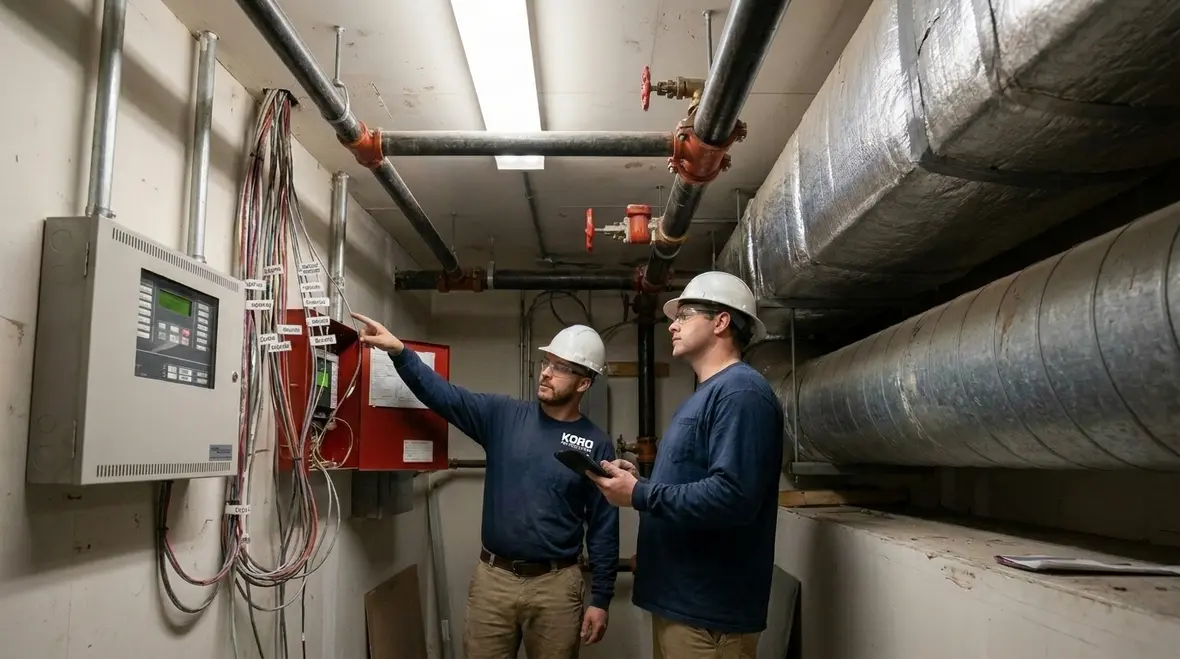 Fire detection and control interfaces coordinated with suppression equipment