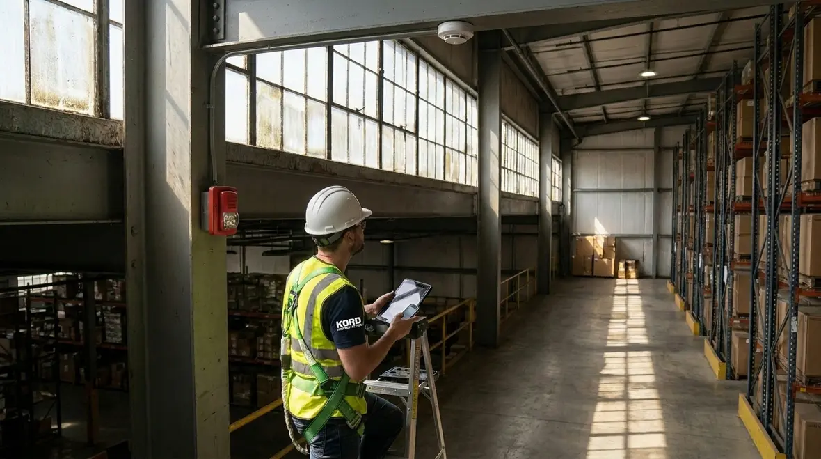 Flame detection and wireless monitoring in high ceiling spaces