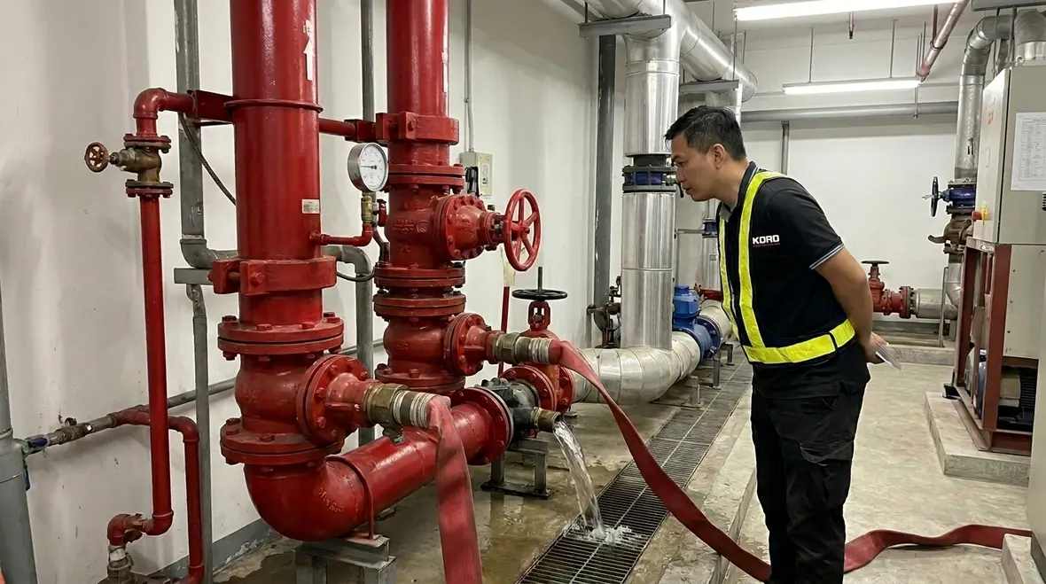 High rise standpipe hydraulic testing in a commercial tower