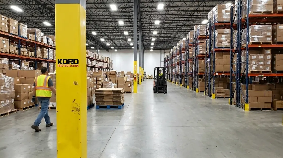 Portable fire extinguisher placement for warehouses