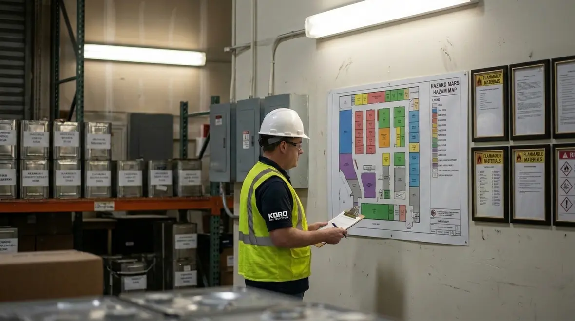 Industrial hazard mapping and extinguisher placement