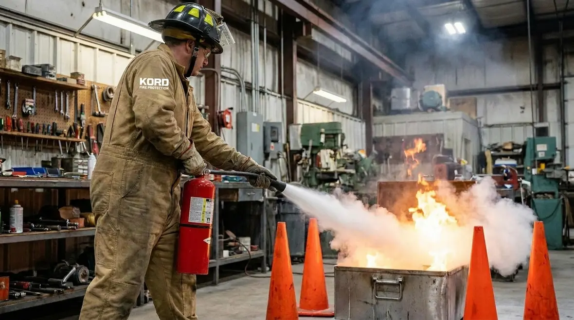Different fire extinguisher types for various fire classes
