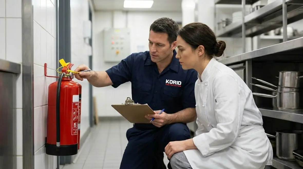 Commercial fire extinguisher selection by hazard class