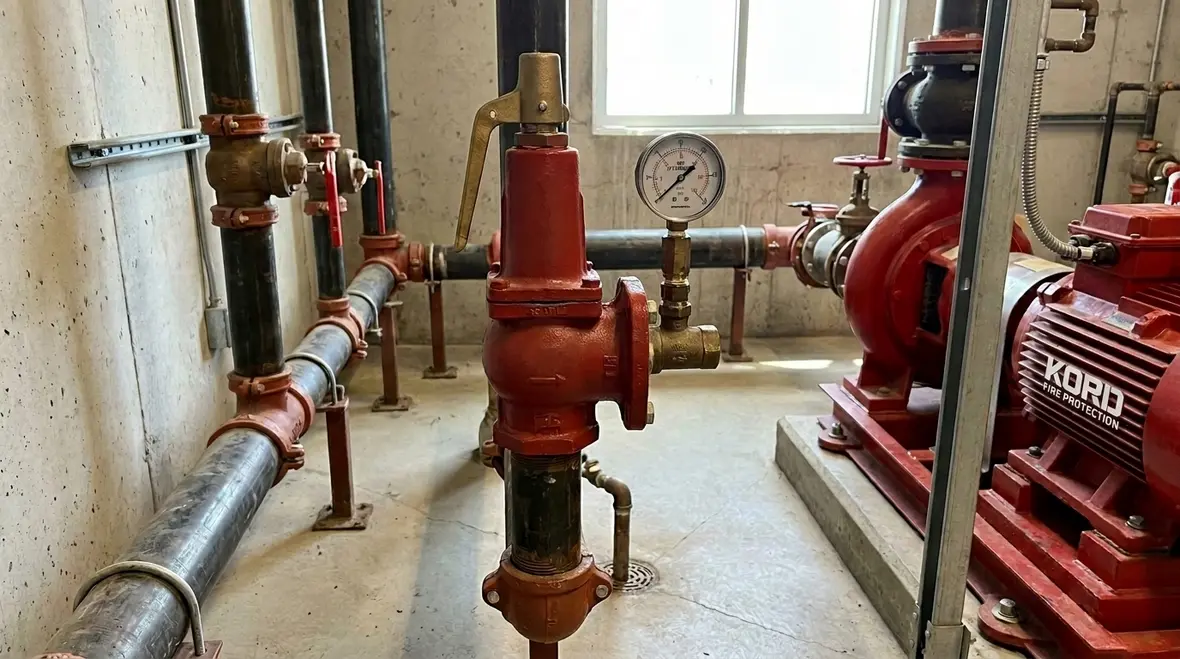 Pressure relief valves in fire protection systems
