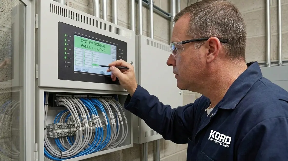 Wireless fire alarm monitoring equipment installed in a facility
