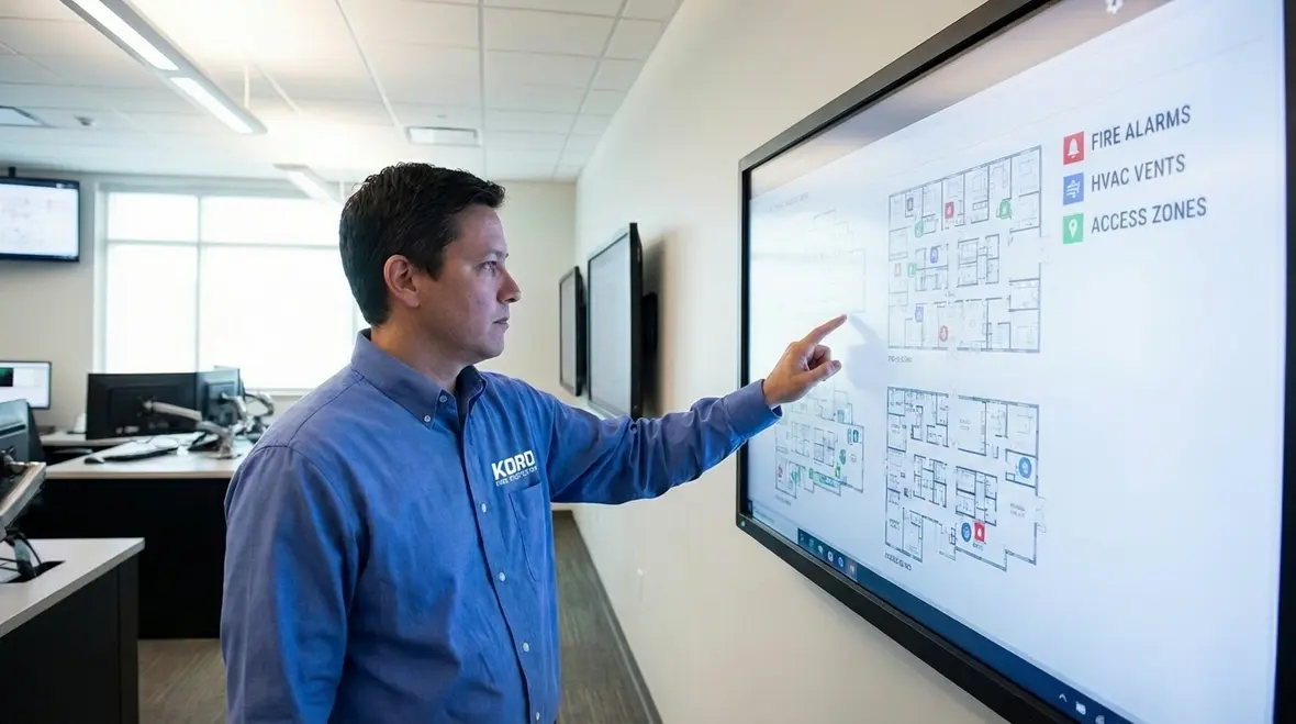 Fire alarm devices integrated with access control and HVAC