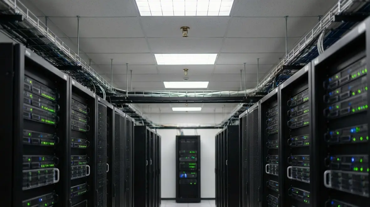 Clean agent fire suppression installed in a server room