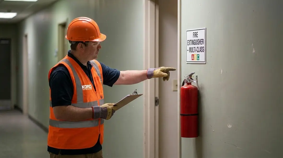 Commercial fire extinguisher placement and hazard awareness