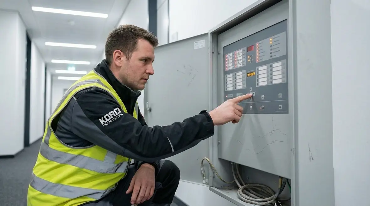 Fire protection installation phase with sprinklers and piping