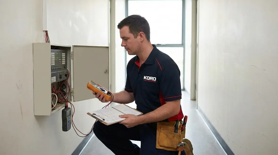 Technician participating in CAFAA fire alarm reliability training