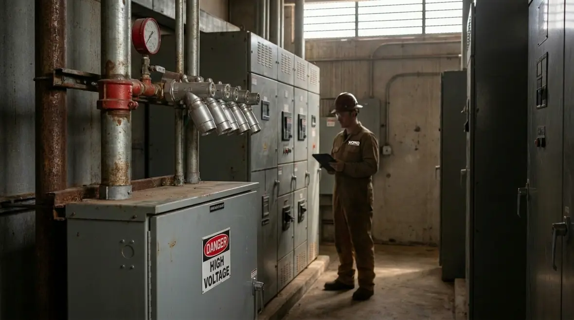 CO2 electrical fire suppression system in industrial equipment area