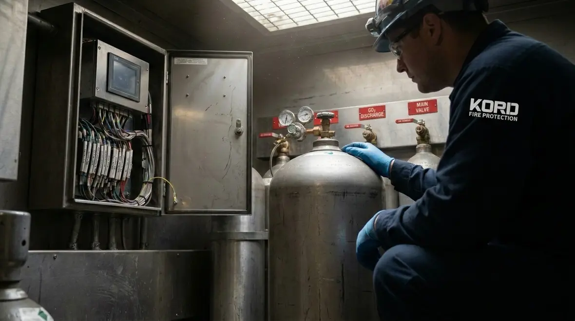 CO2 suppression cylinders and piping being reviewed for deficiencies