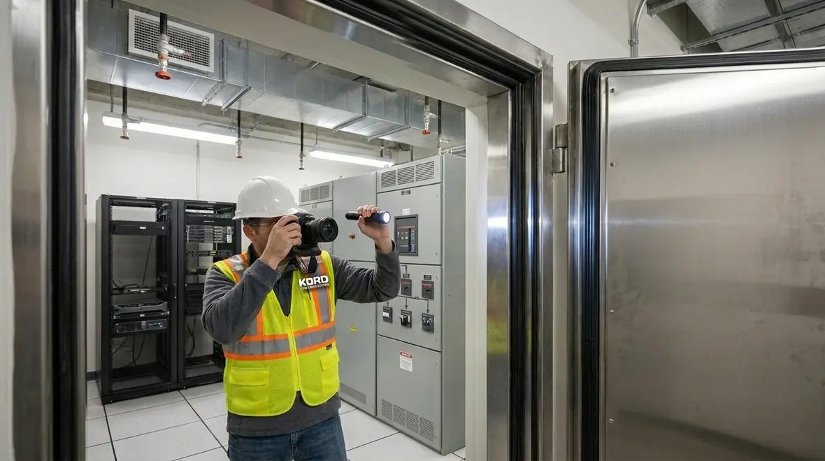 engineered fire suppression layout in a critical equipment room