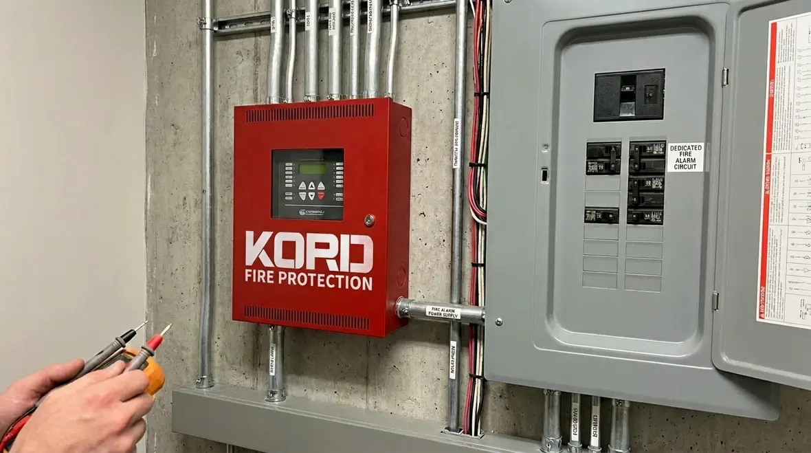 Commercial fire alarm power supply dedicated circuits in a commercial building