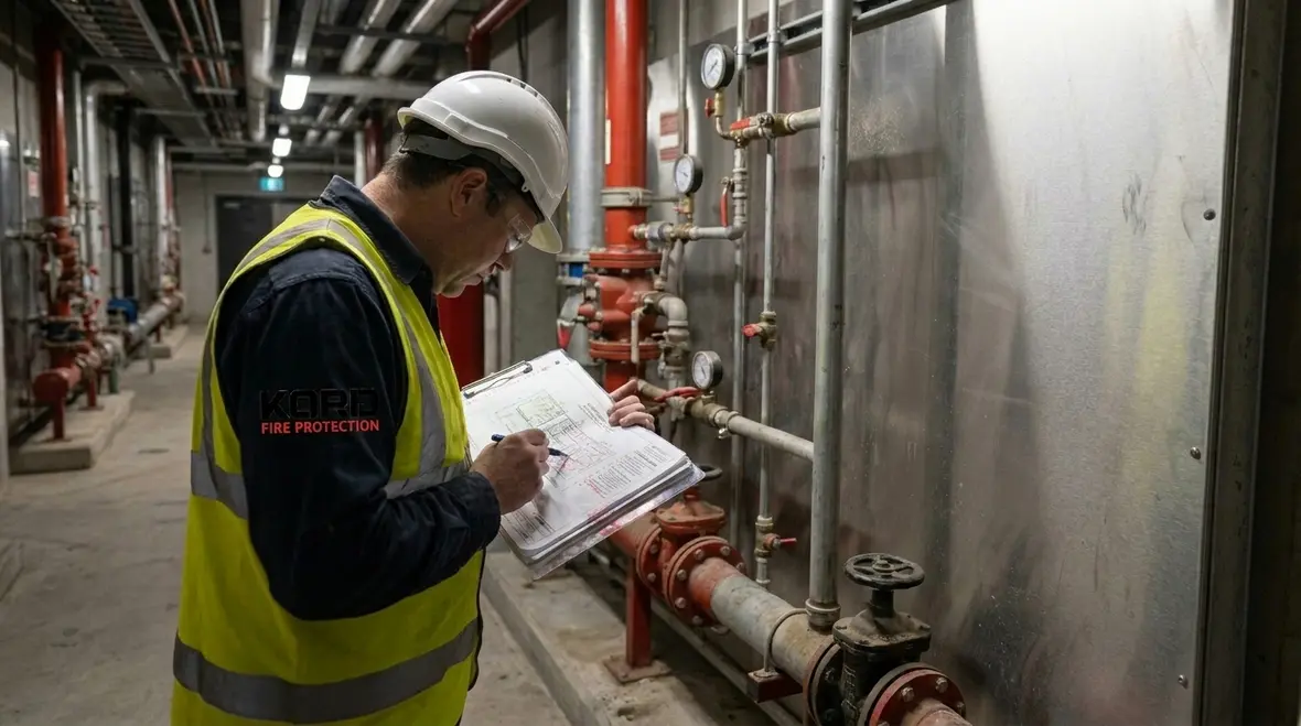 FE 13 fire suppression cylinders and piping installed in a protected room
