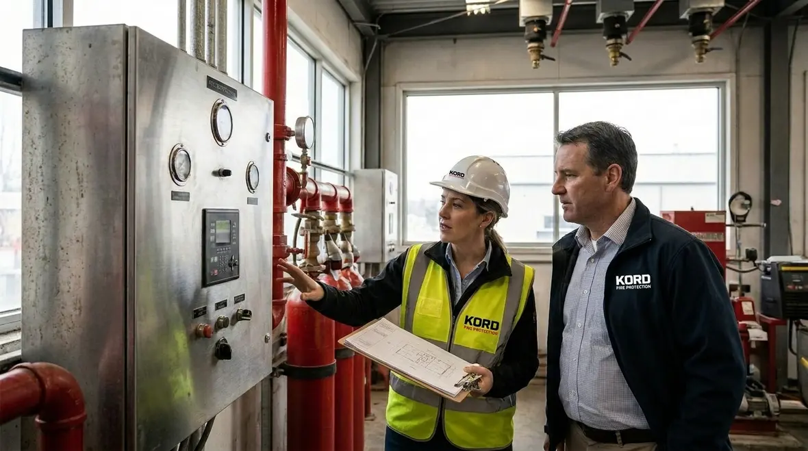 FE-25 fire suppression cylinders and protected equipment area
