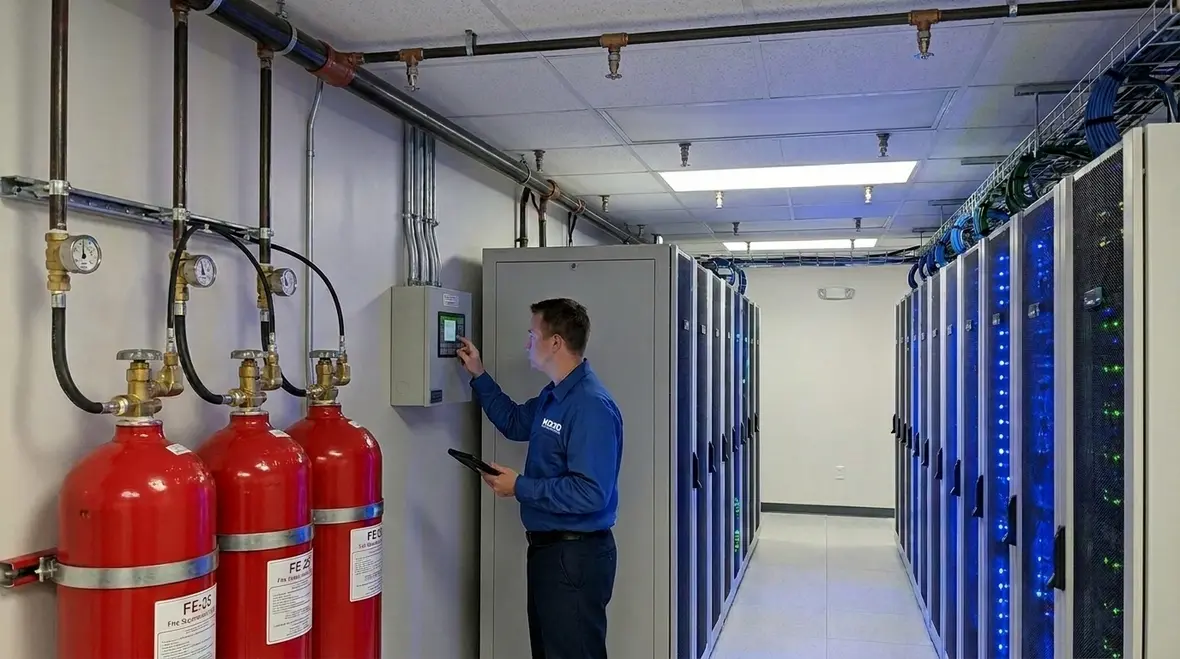FE-25 fire suppression system protecting critical equipment
