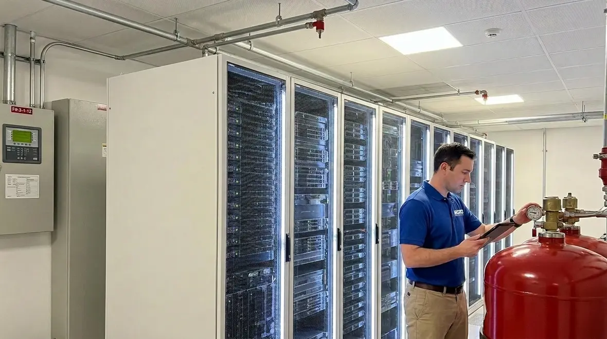 FK-5-1-12 clean agent fire suppression system in a modern protected facility