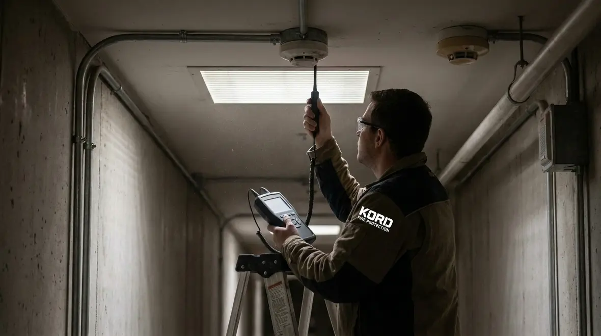 Smoke detector sensitivity testing equipment and panel diagnostics