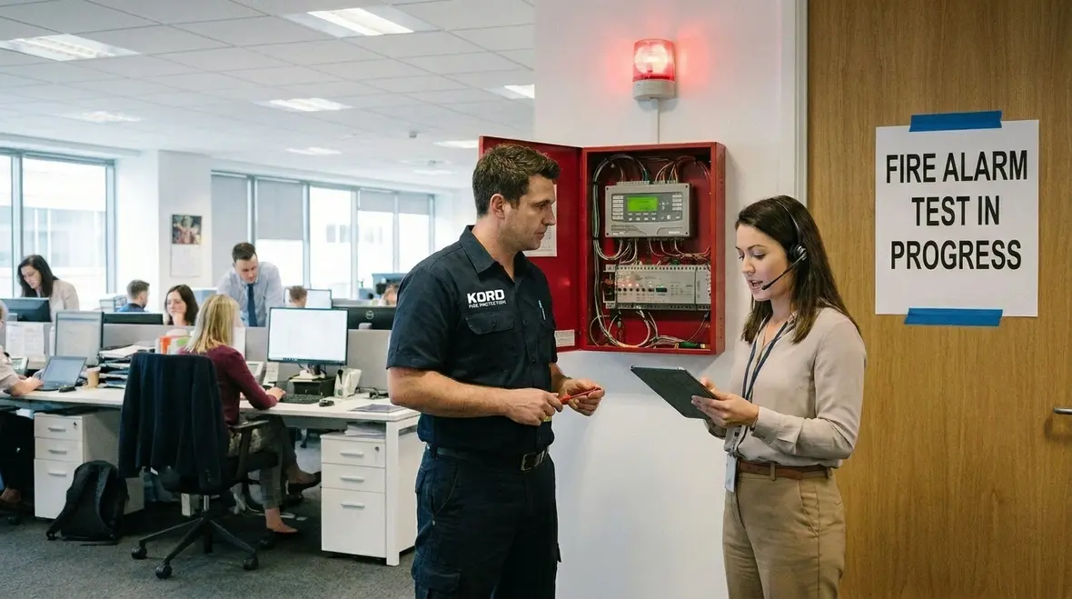Annual fire alarm compliance records and inspection documents prepared for testing