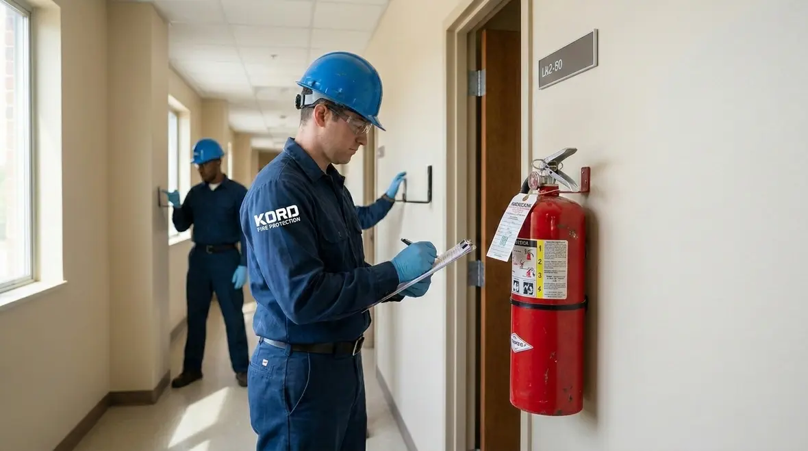 Commercial extinguisher type selection and placement near hazard areas