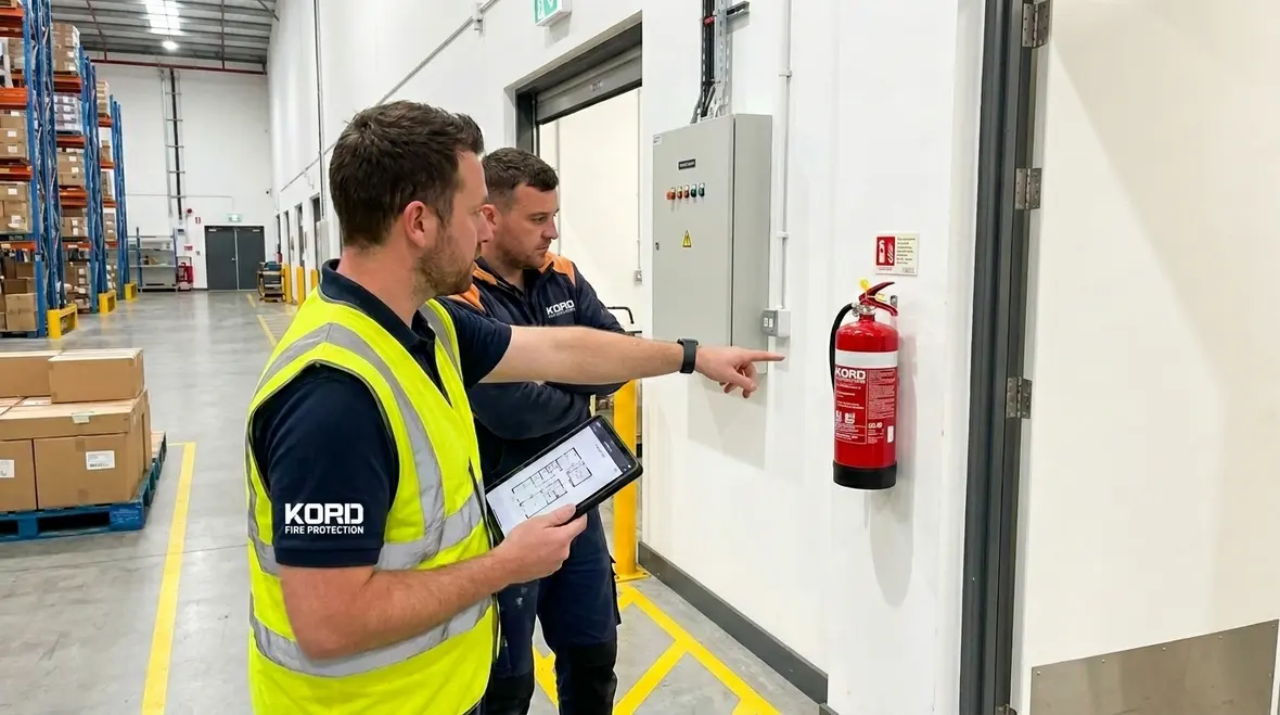 Fire extinguisher location planning for commercial compliance