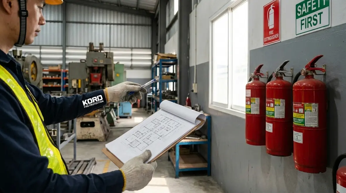 Hazard mapping for fire extinguisher placement strategy in a facility