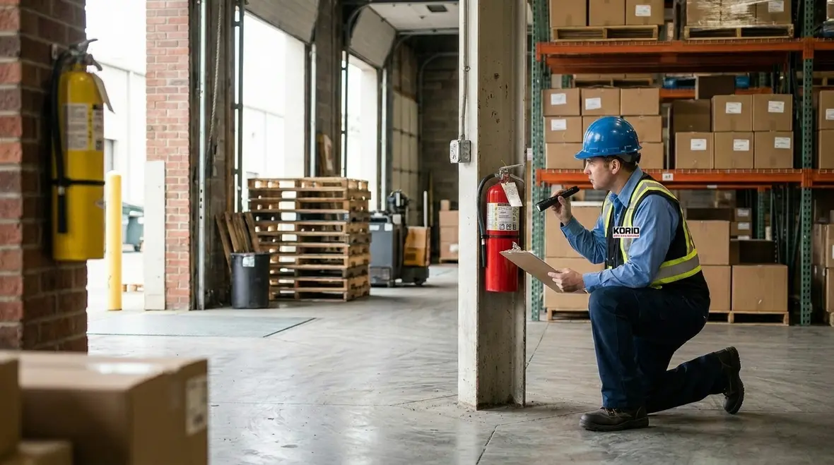 Zone based fire extinguisher placement in offices kitchens production and storage