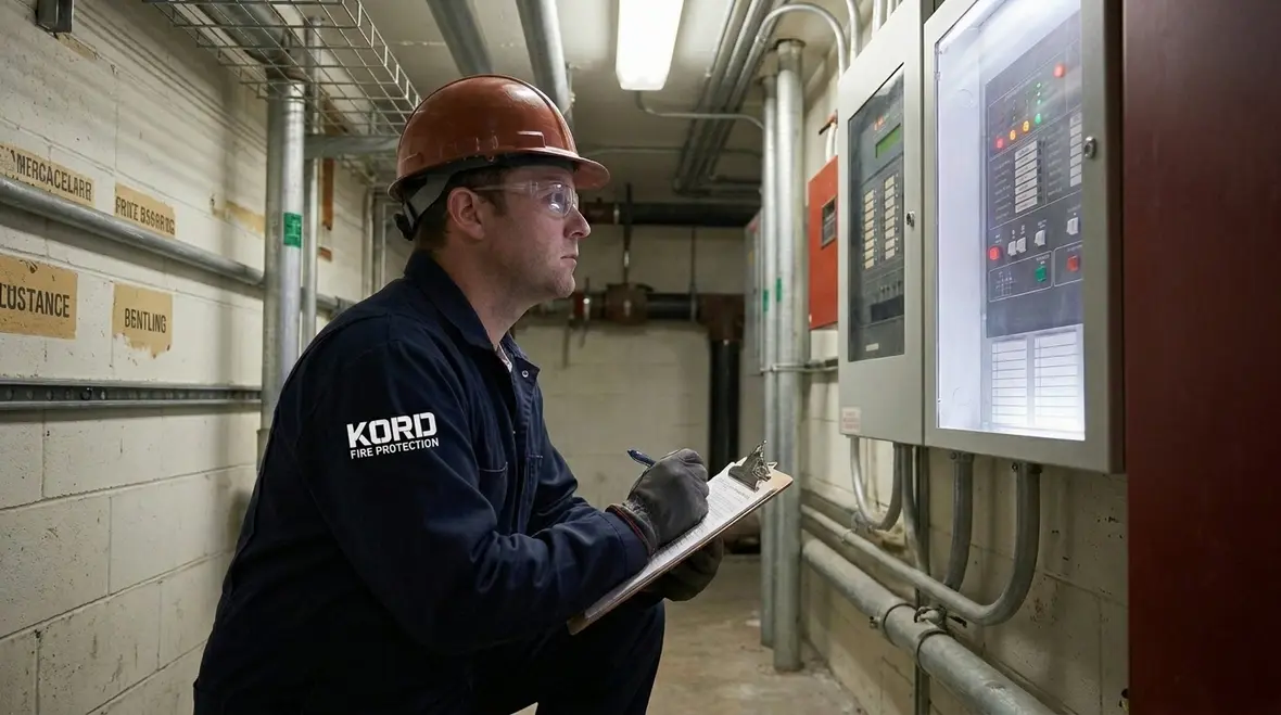 Fire protection technician reviewing NICET career pathway