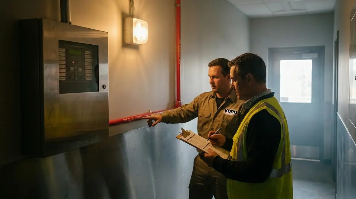 Fire protection system backup power equipment in a commercial facility