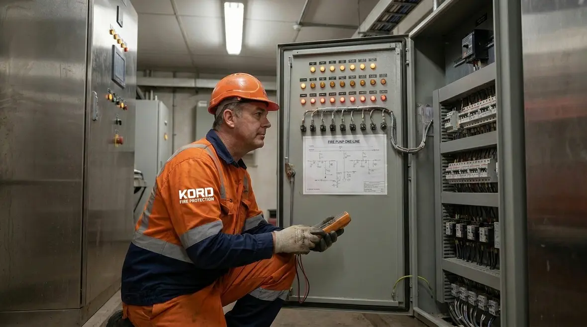 Fire pump controller diagnostics and wiring inspection