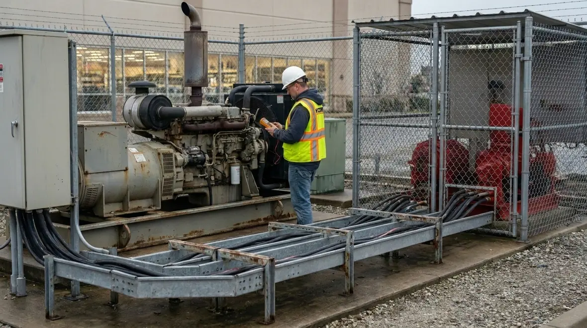Dual power source arrangement for commercial fire pump system