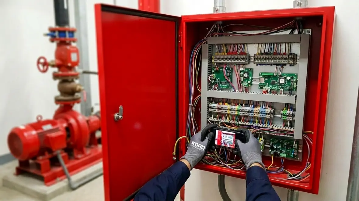 Electrical interlocks in fire sprinkler systems control wiring and equipment