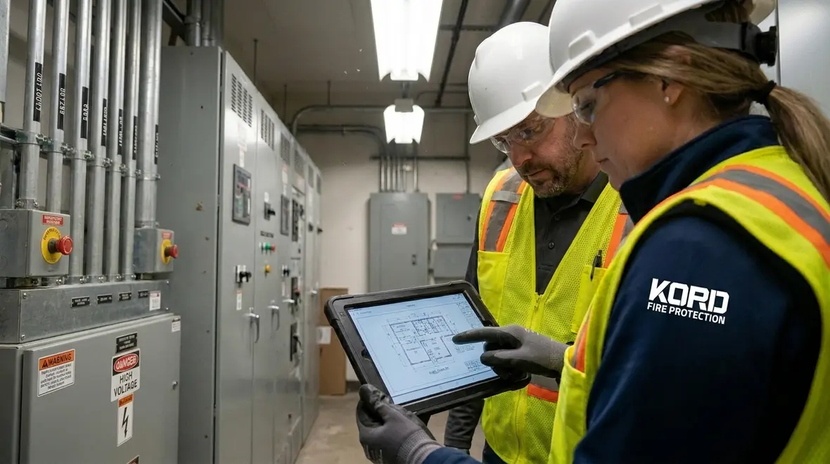 Electrical wiring and control panel for an industrial fire suppression system