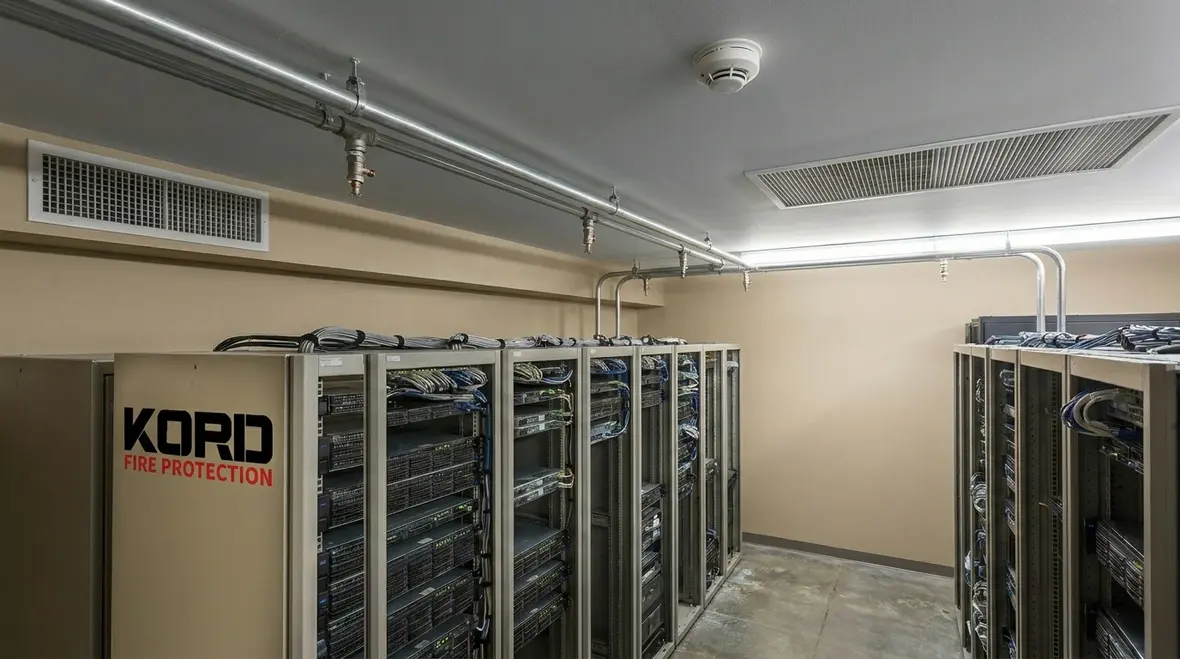 Inergen discharge piping and nozzles installed in a facility